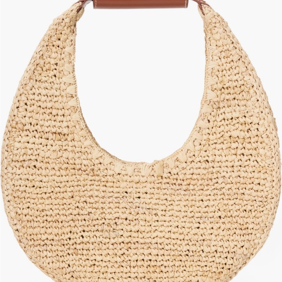 STAUD Cream Woven Hobo Bag with Leather Accents - Picture 1 of 7